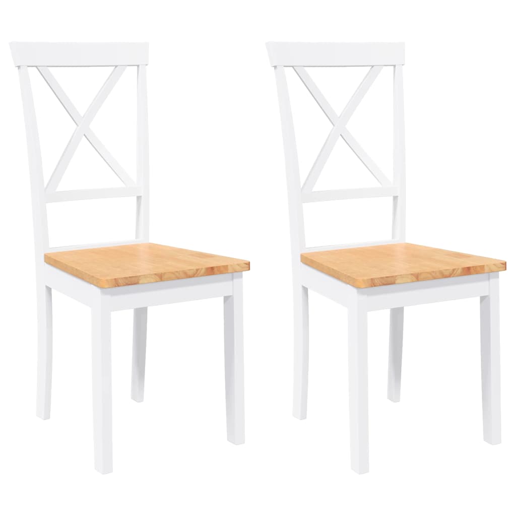 Dining Chairs 2 pcs Solid Wood Rubber White