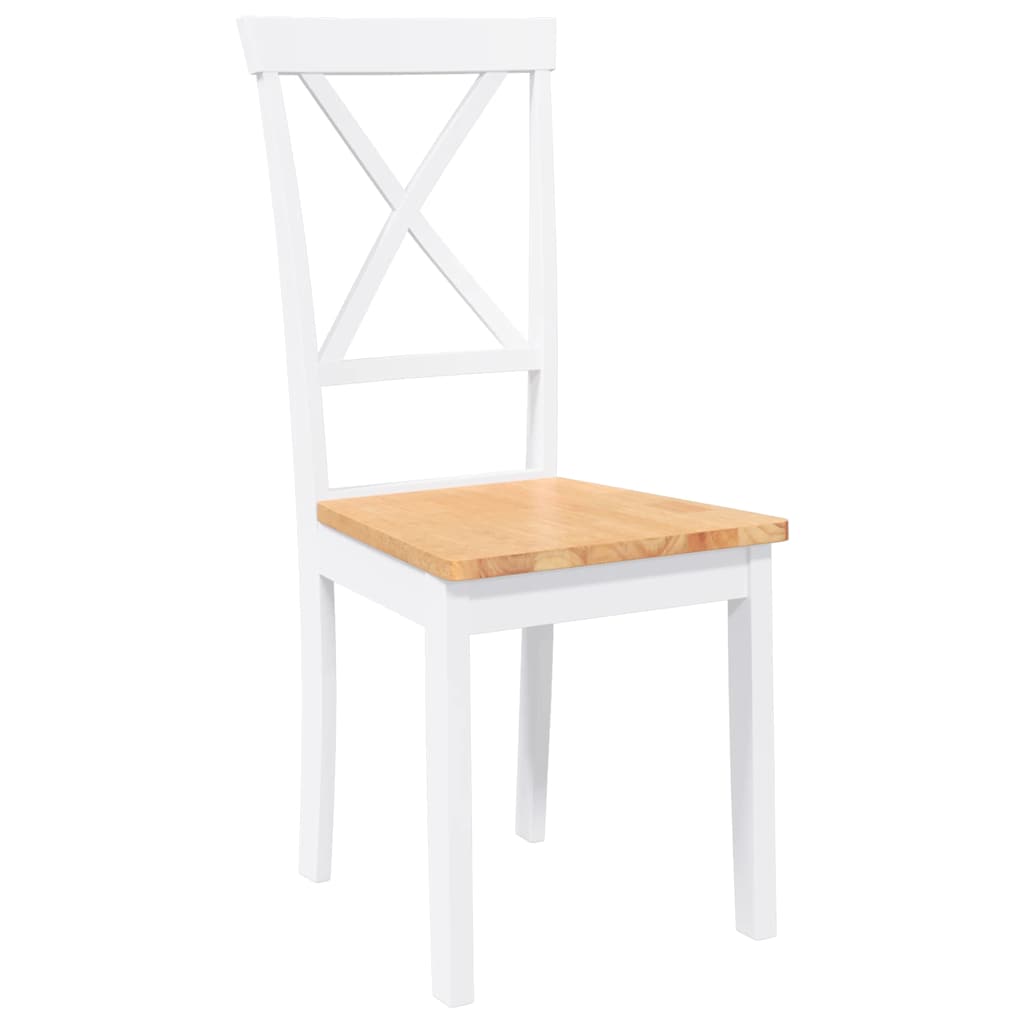 Dining Chairs 2 pcs Solid Wood Rubber White