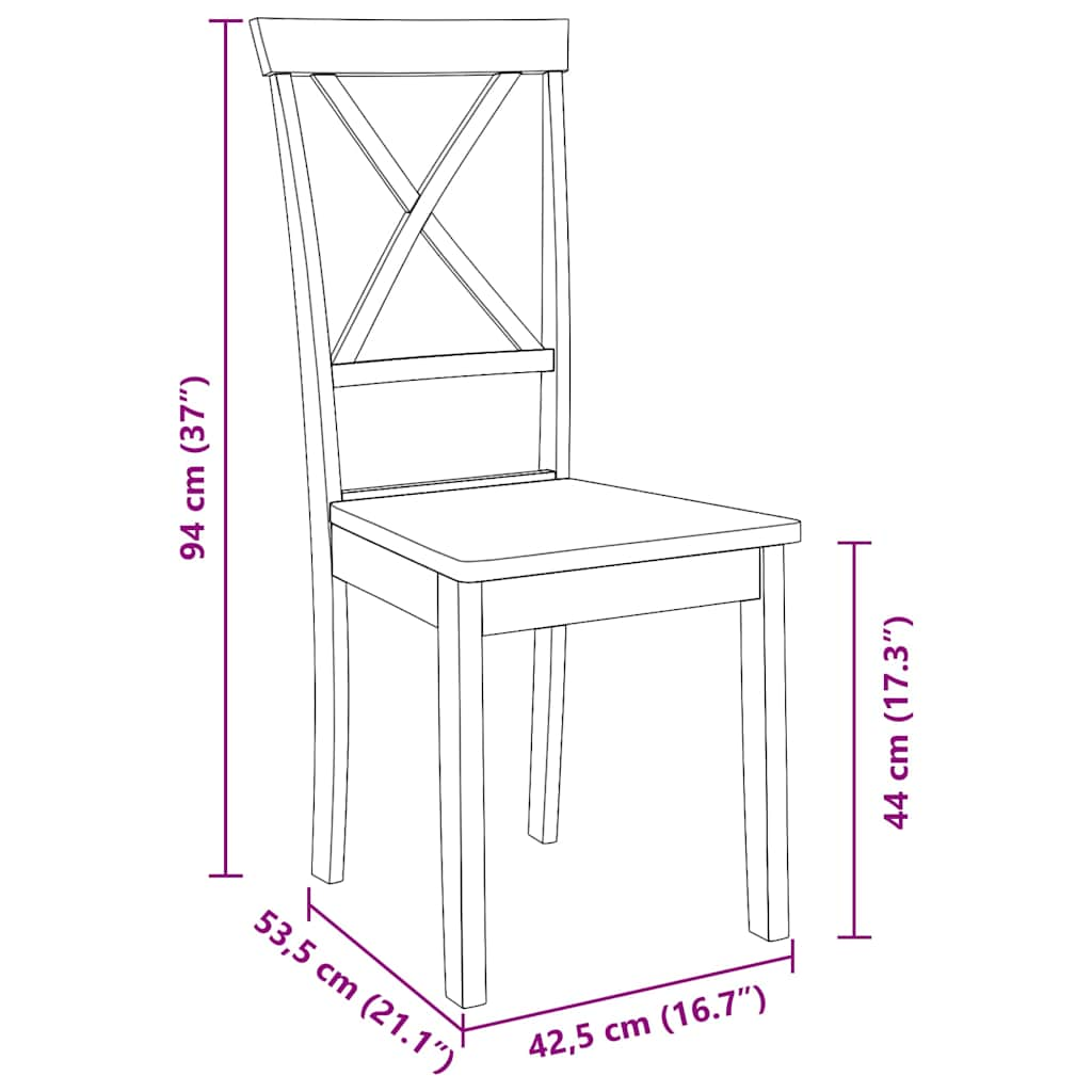 Dining Chairs 2 pcs Solid Wood Rubber White