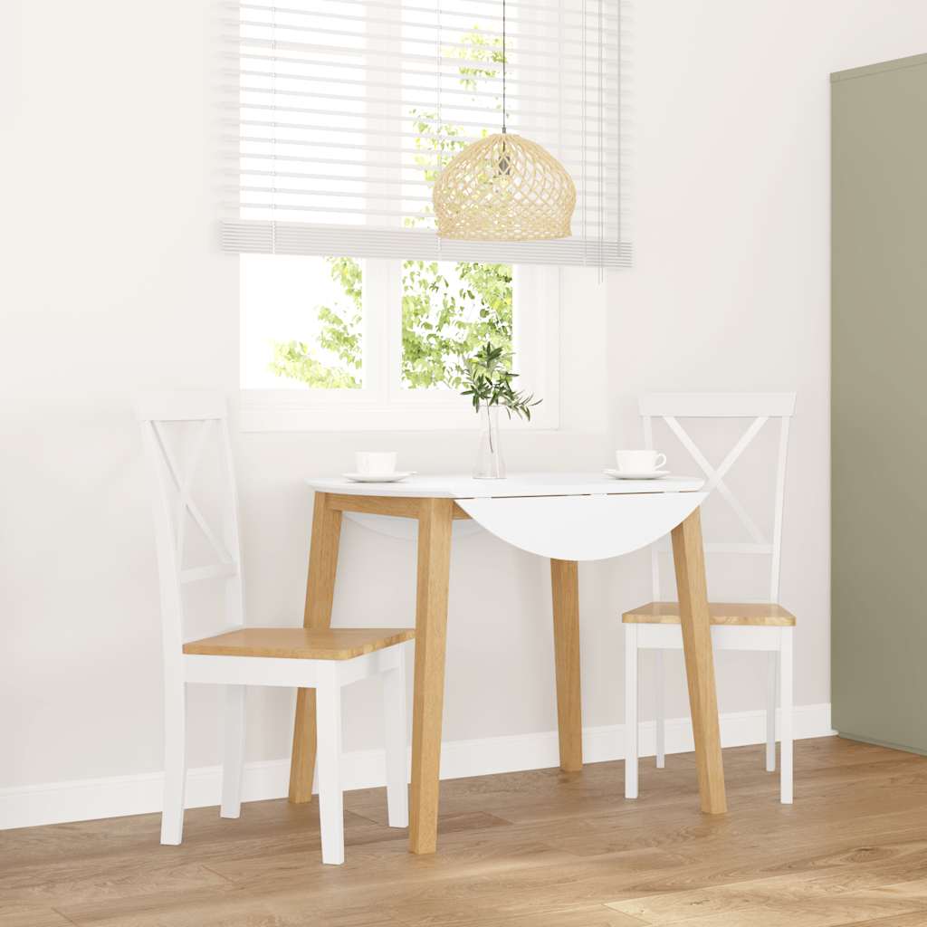 Dining Chairs 2 pcs Solid Wood Rubber White