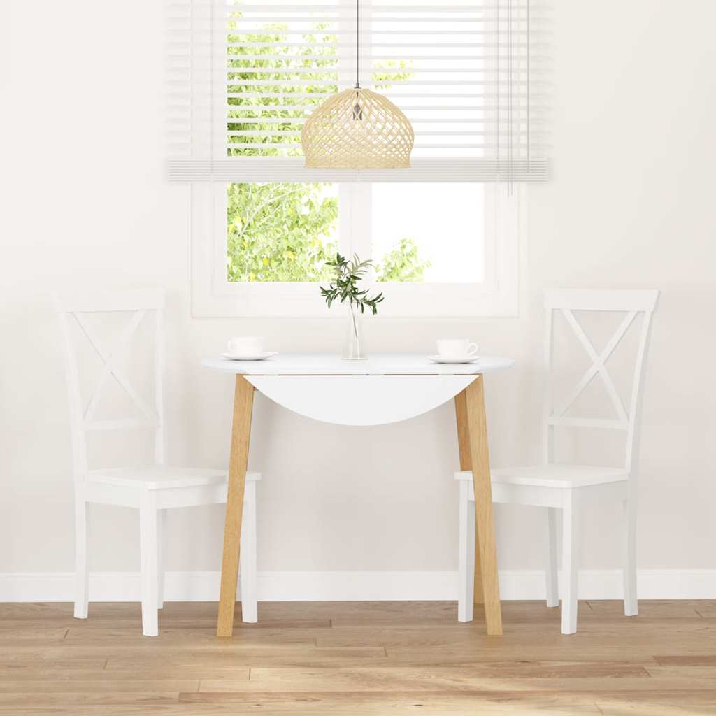 Dining Chairs 2 pcs Solid Wood Rubber White