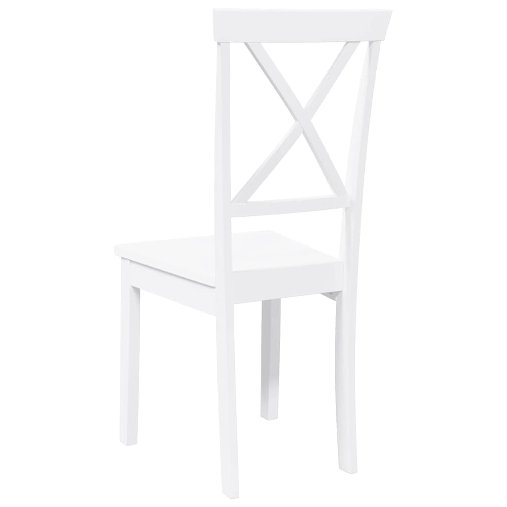 Dining Chairs 2 pcs Solid Wood Rubber White