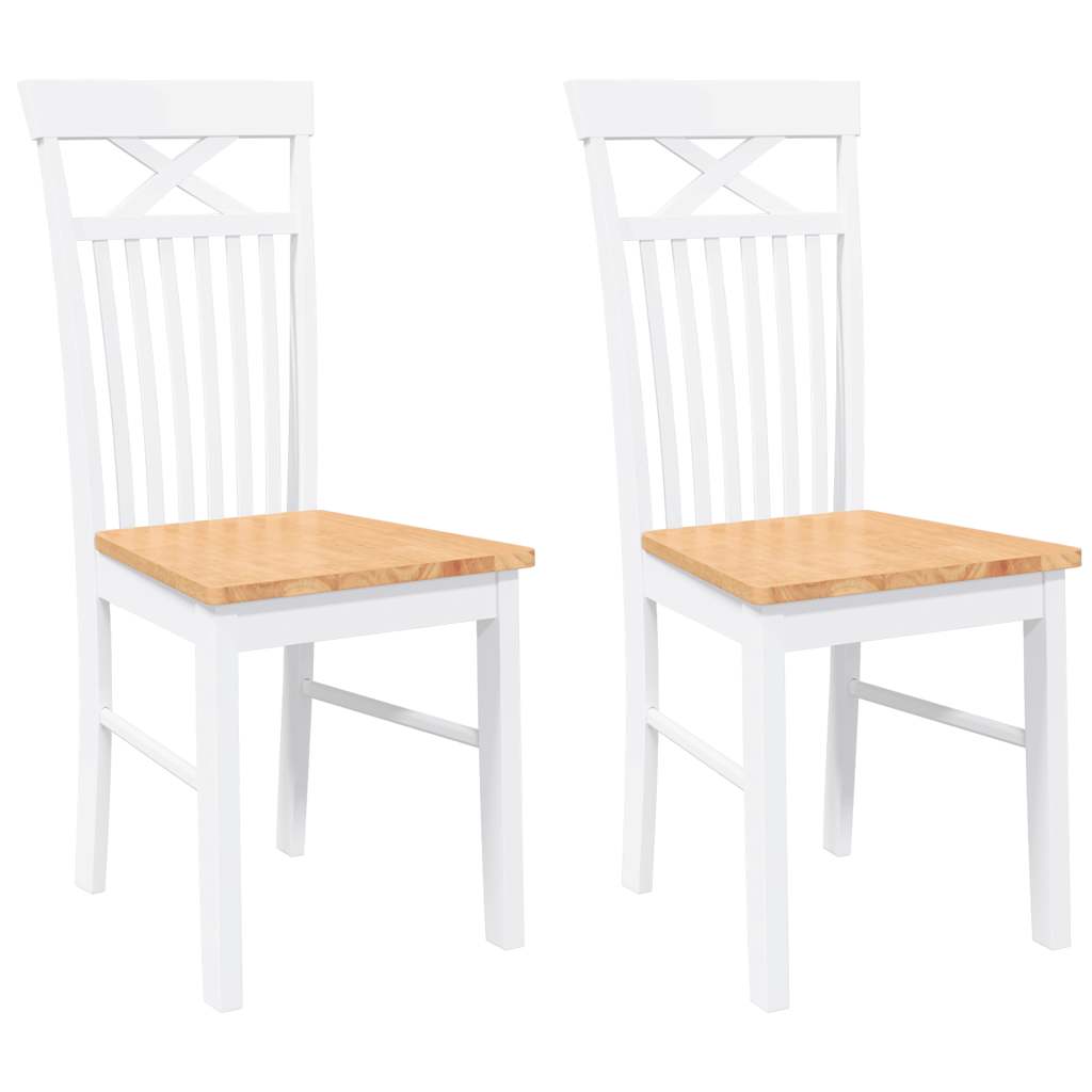 Dining Chairs 2 pcs Solid Wood Rubber White