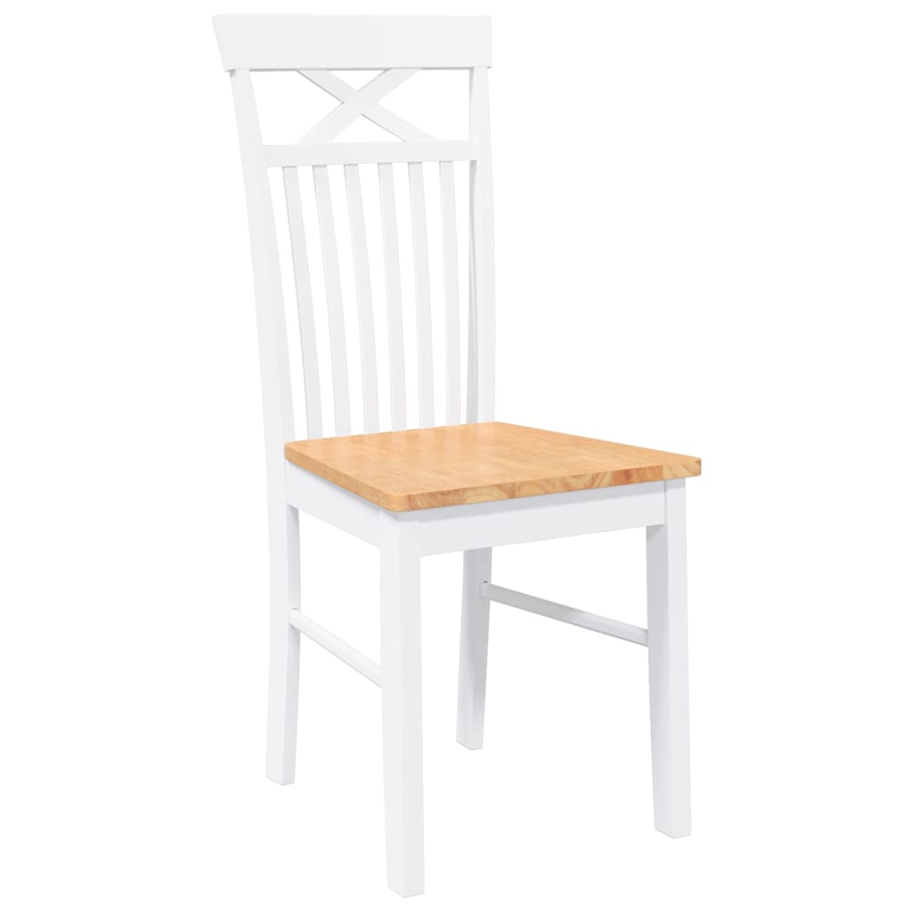 Dining Chairs 2 pcs Solid Wood Rubber White