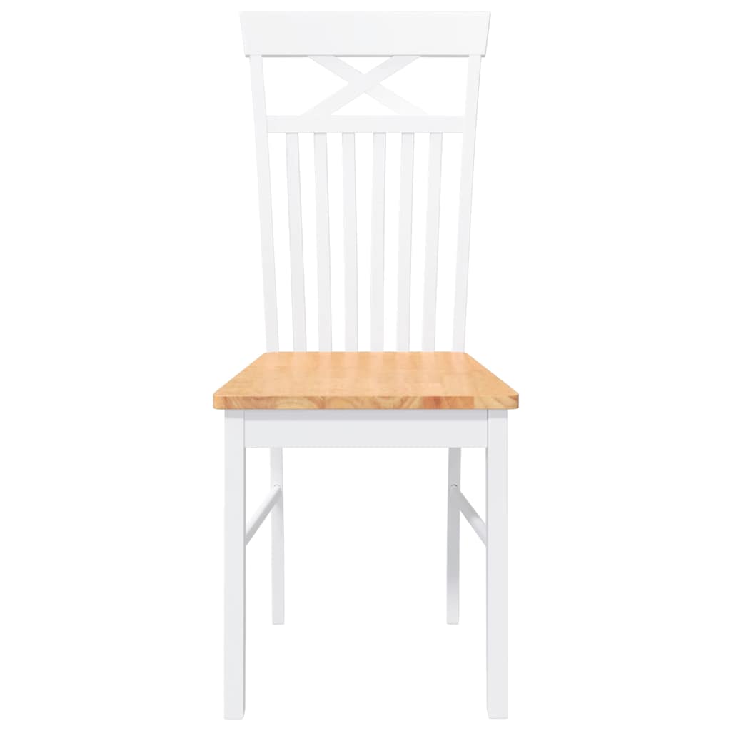 Dining Chairs 2 pcs Solid Wood Rubber White