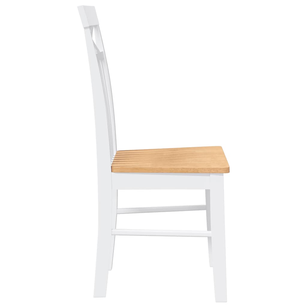 Dining Chairs 2 pcs Solid Wood Rubber White