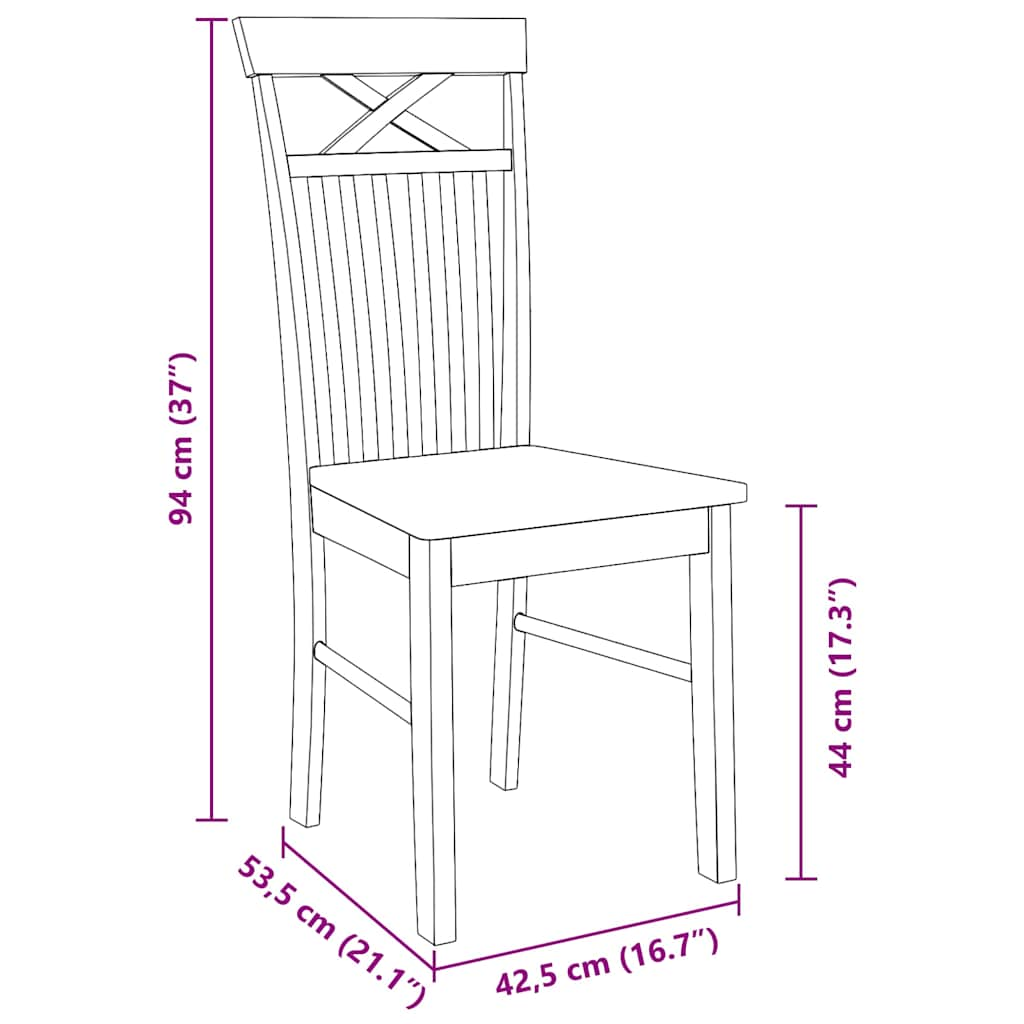 Dining Chairs 2 pcs Solid Wood Rubber White