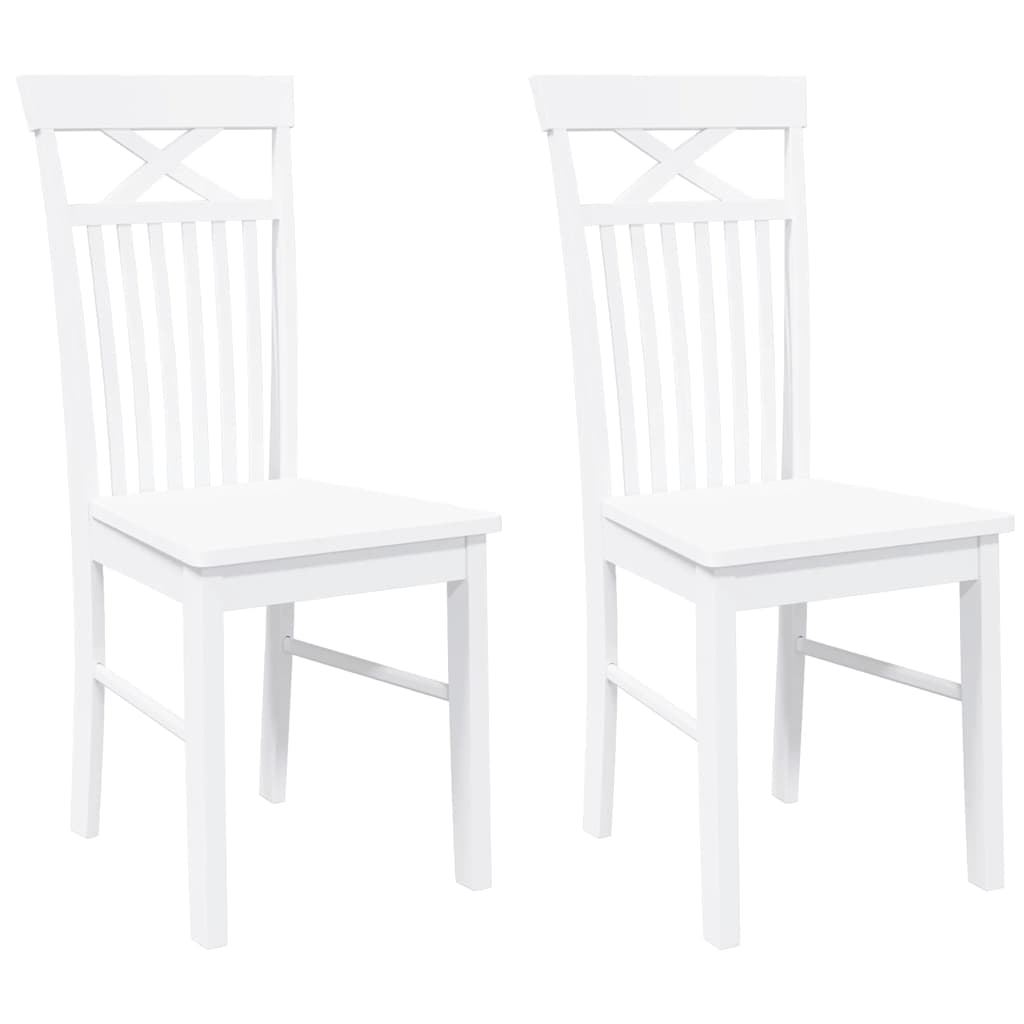 Dining Chairs 2 pcs Solid Wood Rubber White