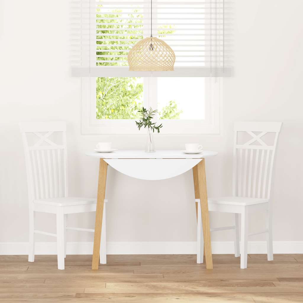 Dining Chairs 2 pcs Solid Wood Rubber White