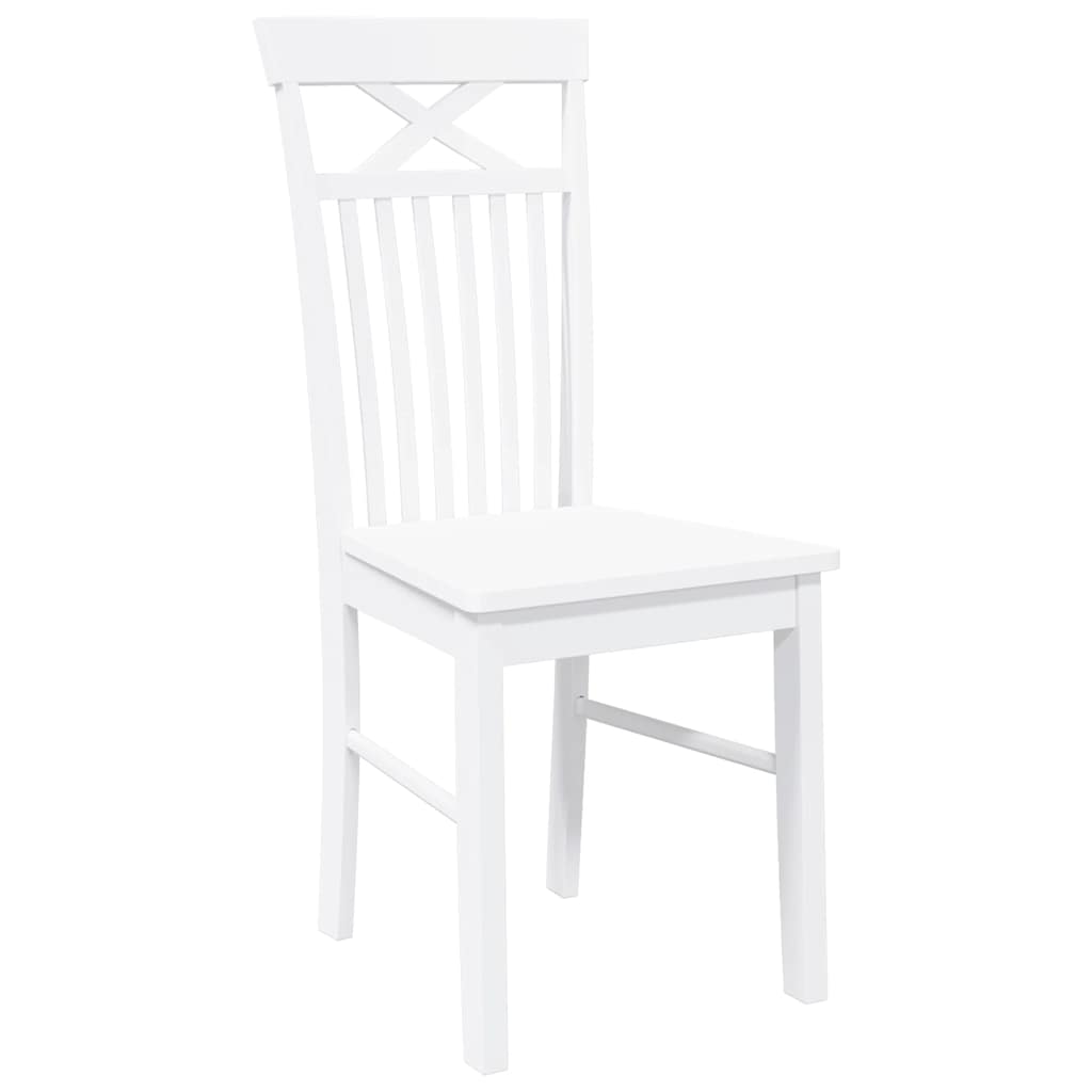 Dining Chairs 2 pcs Solid Wood Rubber White