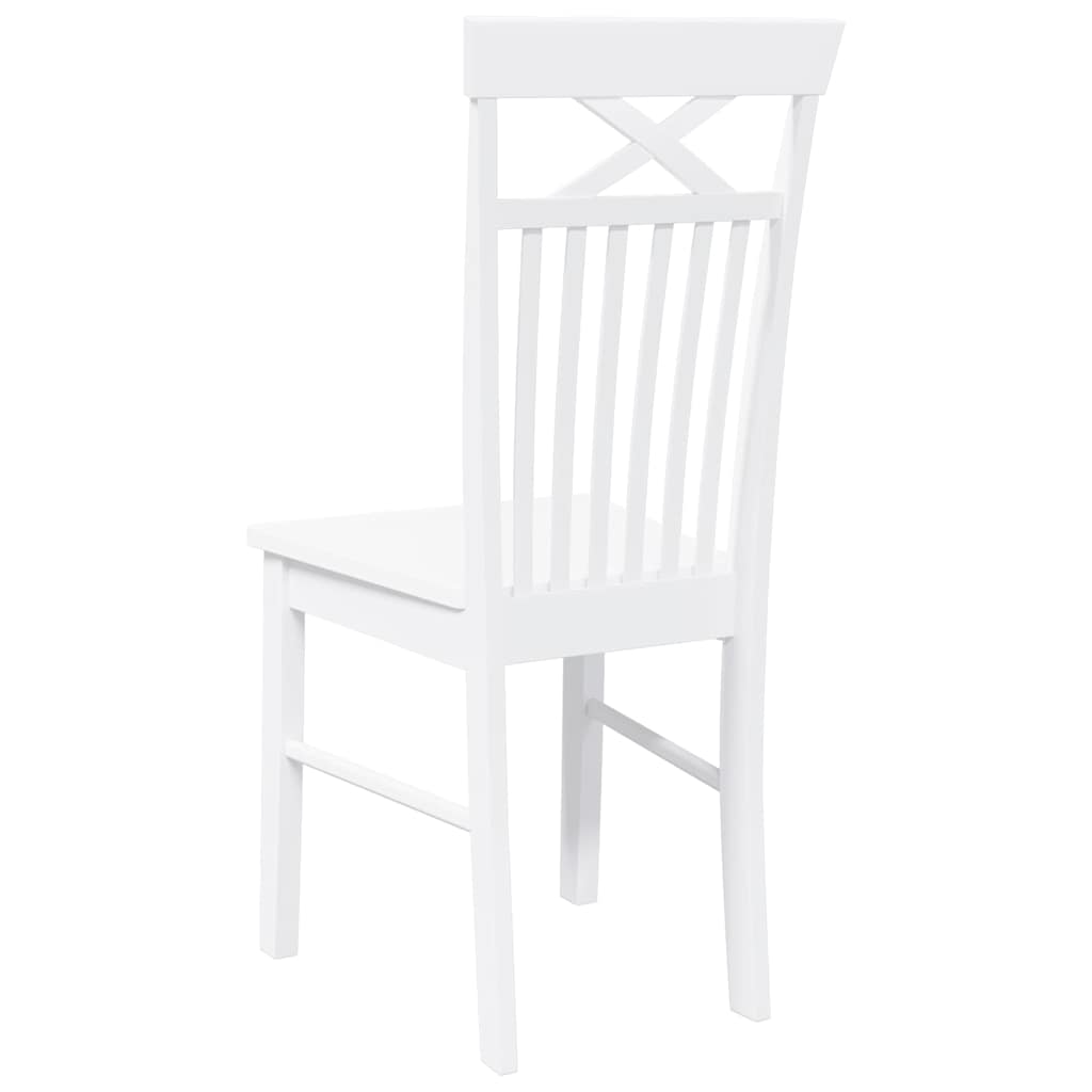 Dining Chairs 2 pcs Solid Wood Rubber White