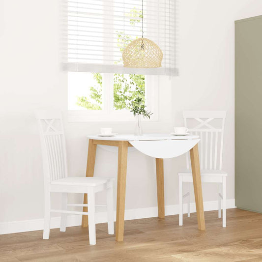 Dining Chairs 2 pcs Solid Wood Rubber White