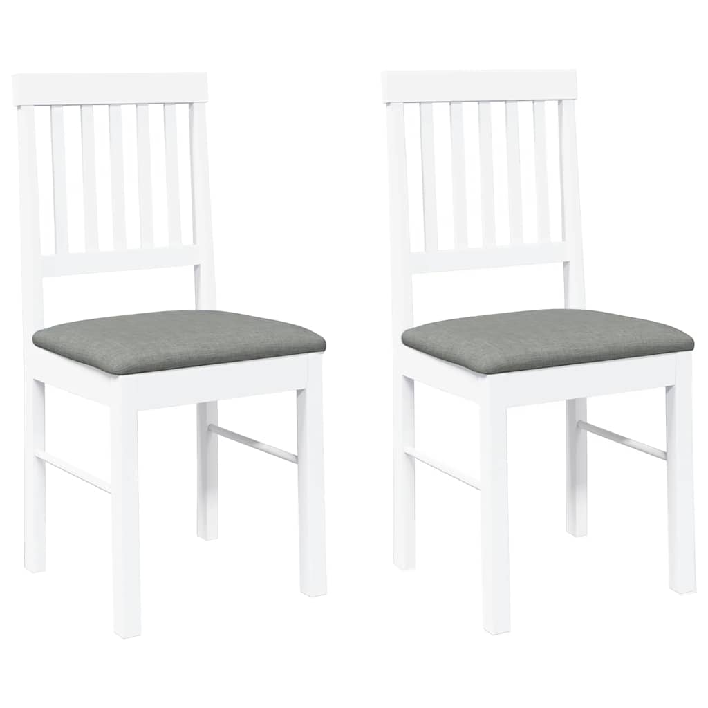 Dining room chairs with cushions 2 pcs rubber made of solid wood white