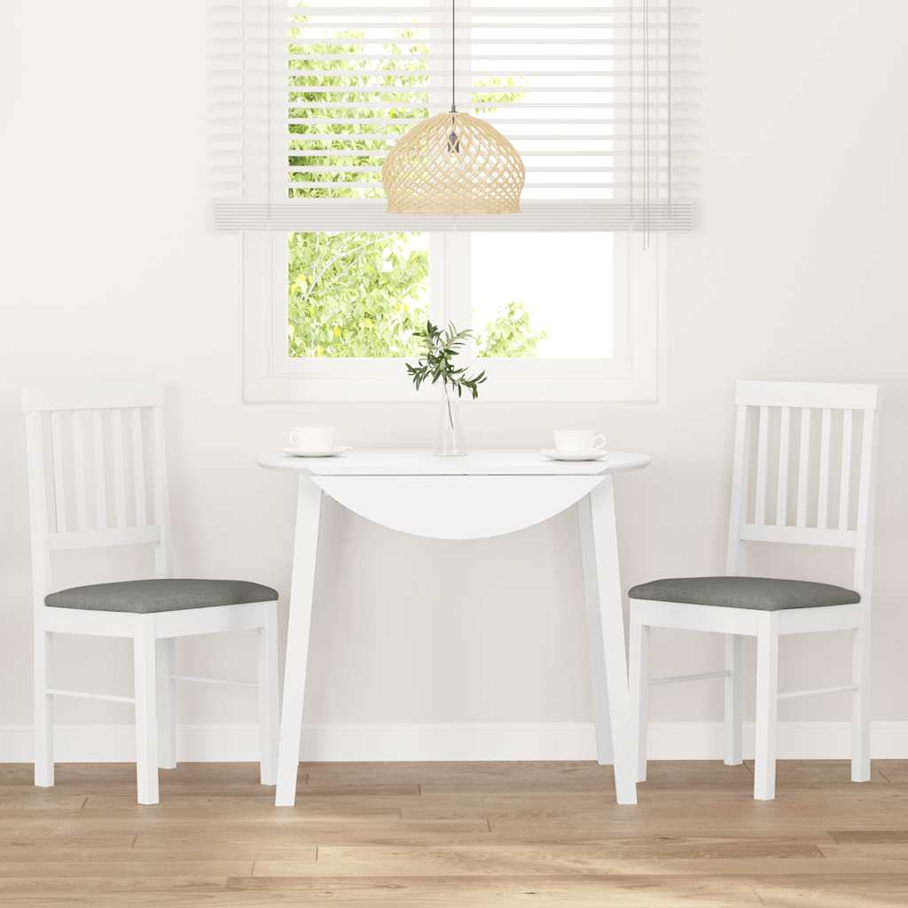 Dining room chairs with cushions 2 pcs rubber made of solid wood white