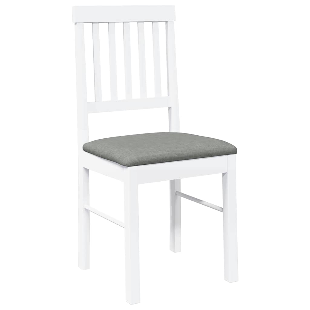 Dining room chairs with cushions 2 pcs rubber made of solid wood white