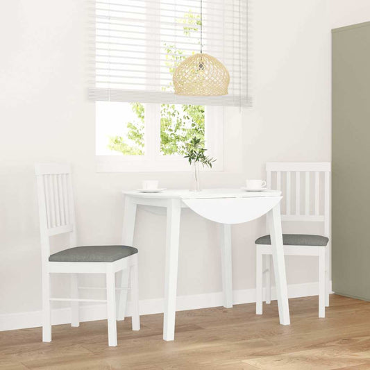 Dining room chairs with cushions 2 pcs rubber made of solid wood white