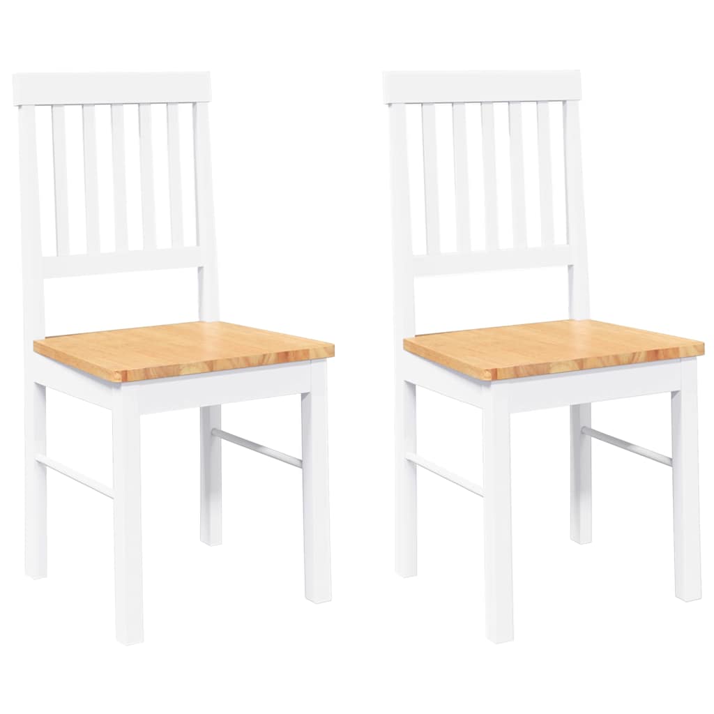 Dining Chairs 2 pcs Solid Wood Rubber White