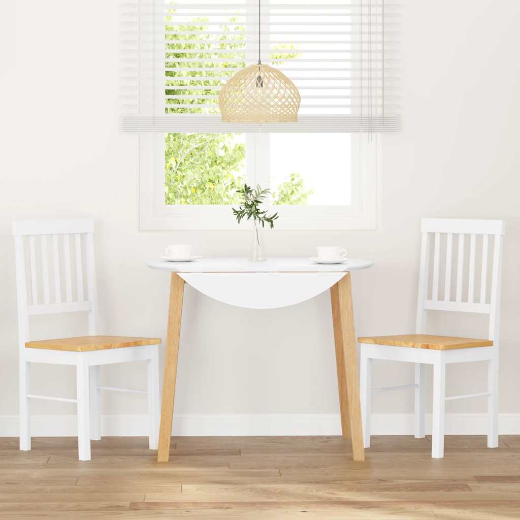 Dining Chairs 2 pcs Solid Wood Rubber White