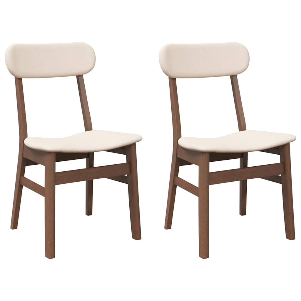 Dining room chairs with cushions 2 pcs. rubber made of solid wood brown