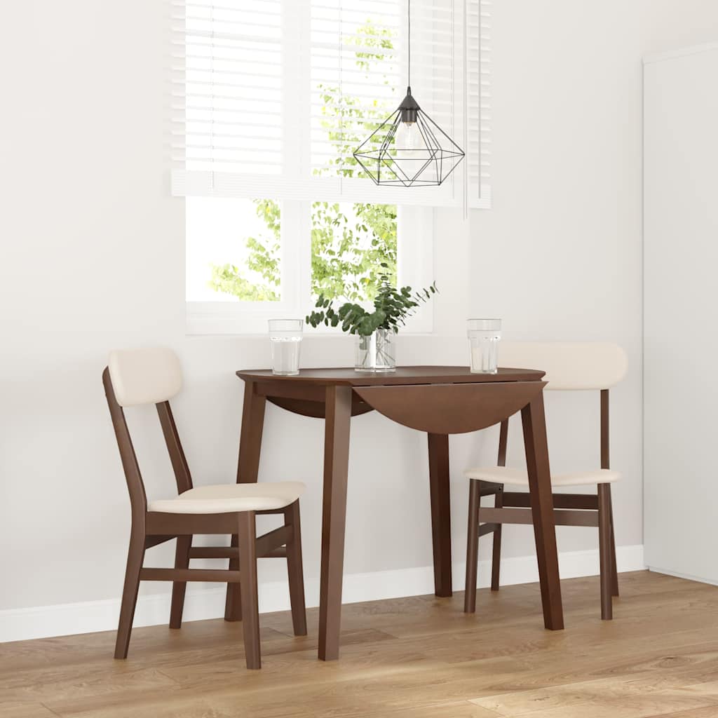 Dining room chairs with cushions 2 pcs. rubber made of solid wood brown