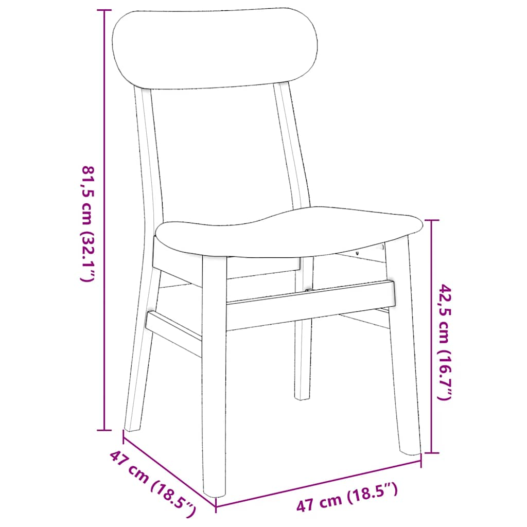 Dining Chairs with Cushions 2 Pieces Solid Wood Rubber