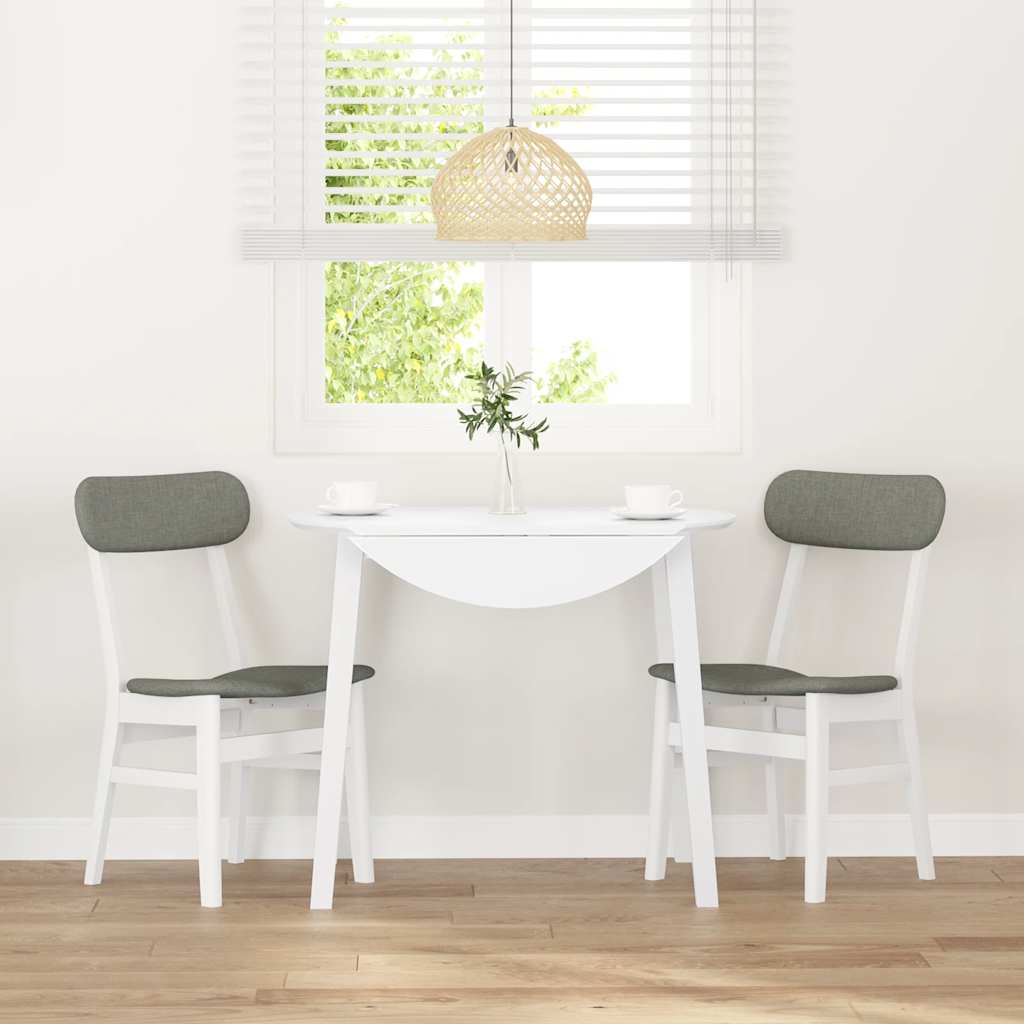 Dining room chairs with cushions 2 pcs rubber made of solid wood white