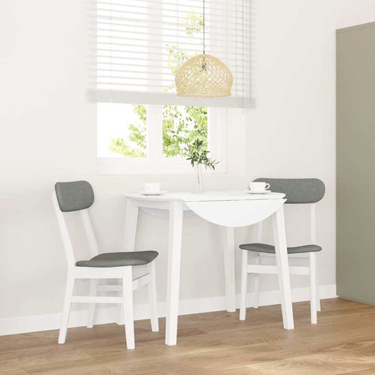 Dining room chairs with cushions 2 pcs rubber made of solid wood white