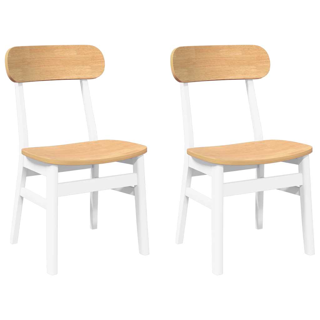 Dining Chairs 2 pcs Solid Wood Rubber White