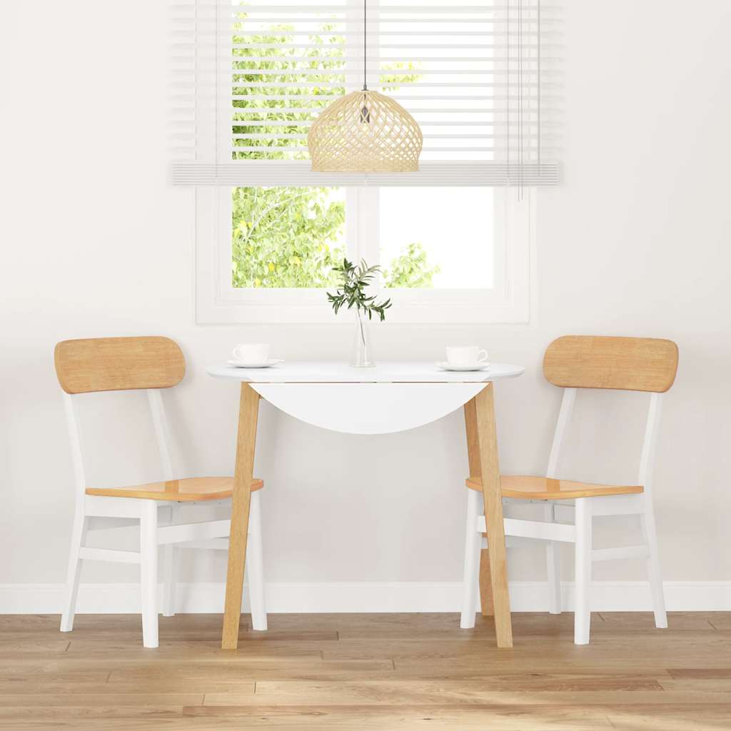 Dining Chairs 2 pcs Solid Wood Rubber White