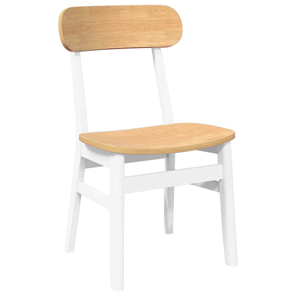 Dining Chairs 2 pcs Solid Wood Rubber White