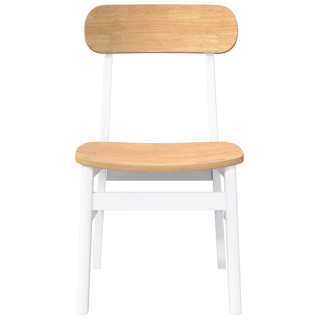 Dining Chairs 2 pcs Solid Wood Rubber White