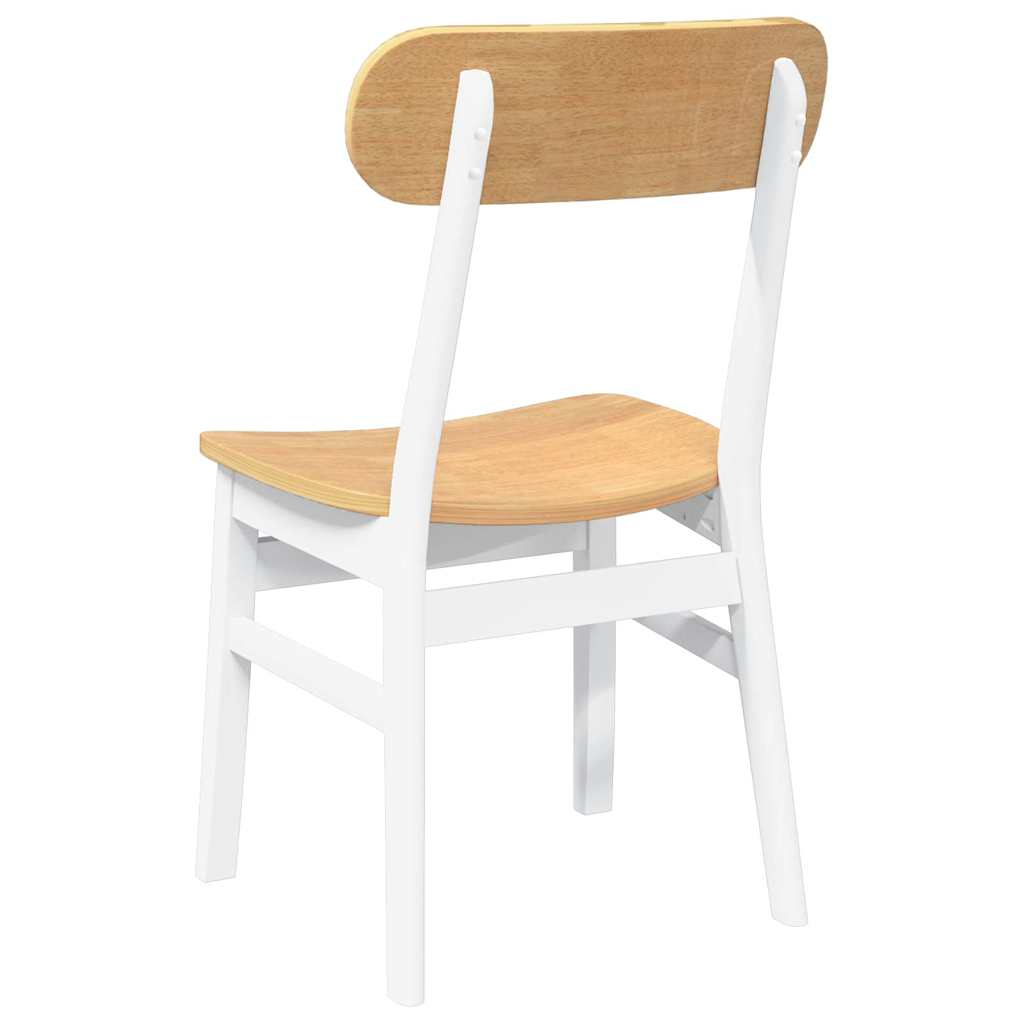 Dining Chairs 2 pcs Solid Wood Rubber White