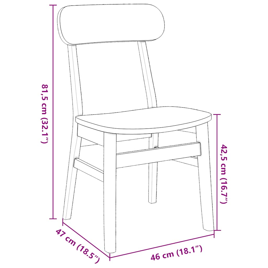 Dining Chairs 2 pcs Solid Wood Rubber White