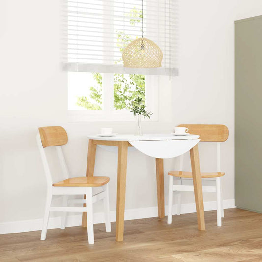 Dining Chairs 2 pcs Solid Wood Rubber White