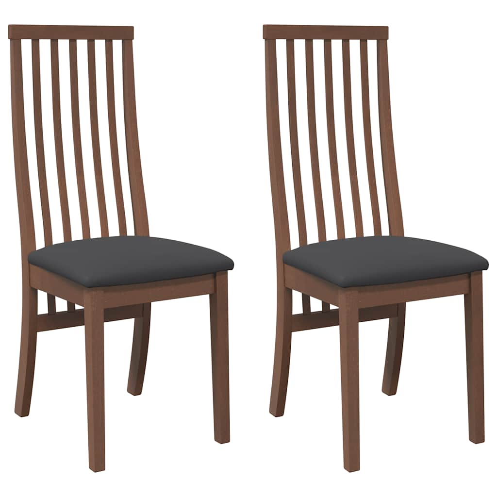 Dining room chairs with cushions 2 pcs. rubber made of solid wood brown