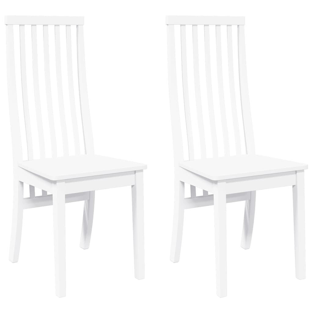 Dining Chairs 2 pcs Solid Wood Rubber White