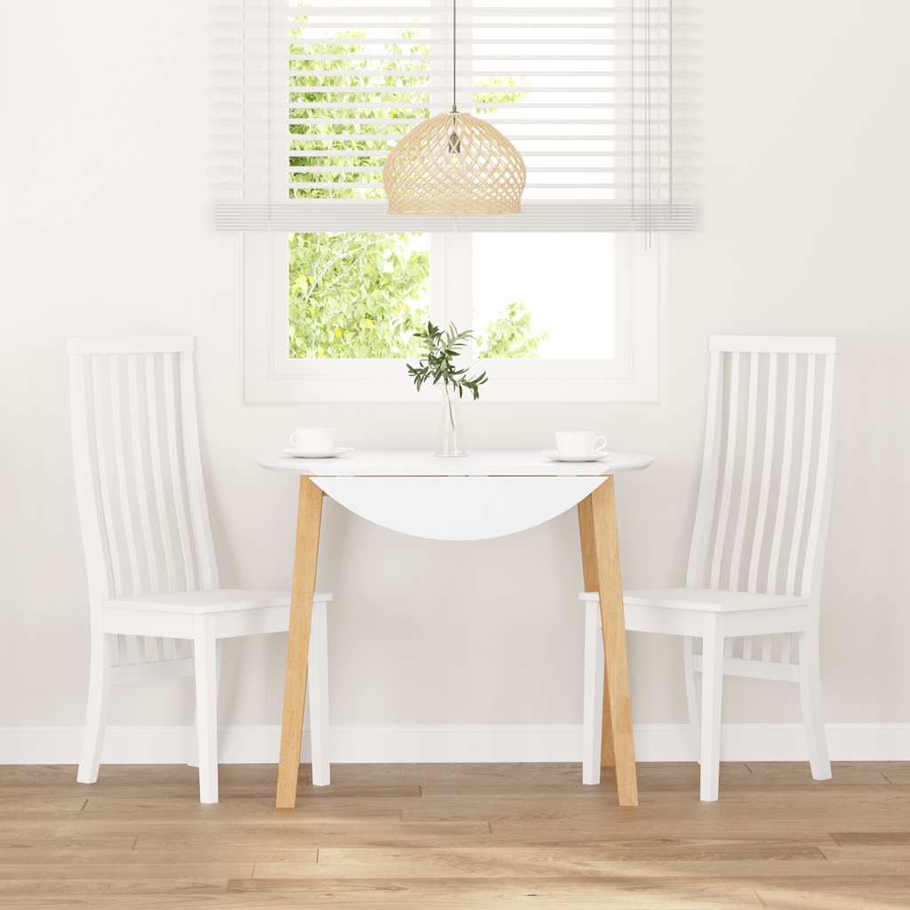 Dining Chairs 2 pcs Solid Wood Rubber White