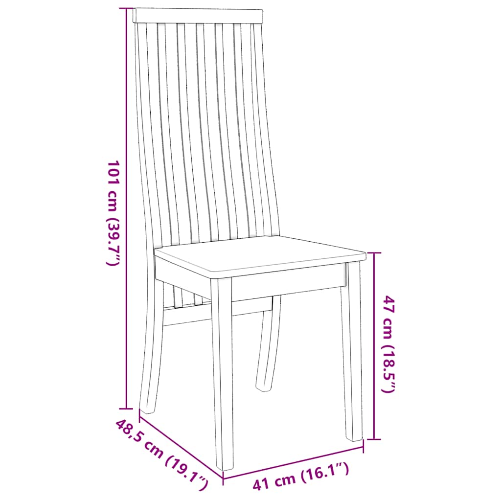 Dining Chairs 2 pcs Solid Wood Rubber White