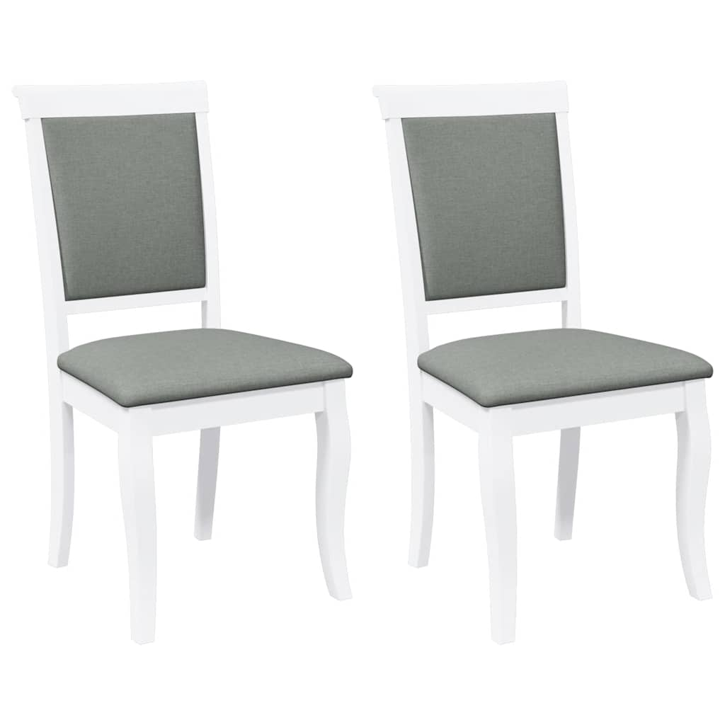 Dining room chairs with cushions 2 pcs rubber made of solid wood white