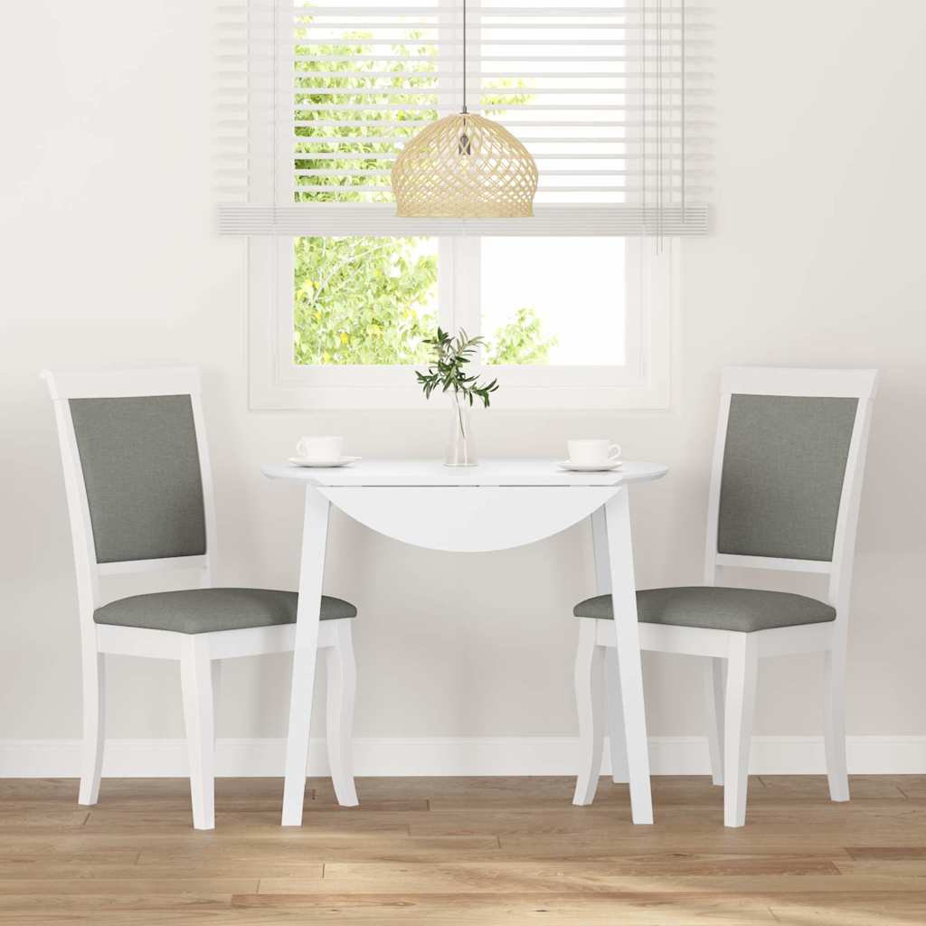 Dining room chairs with cushions 2 pcs rubber made of solid wood white