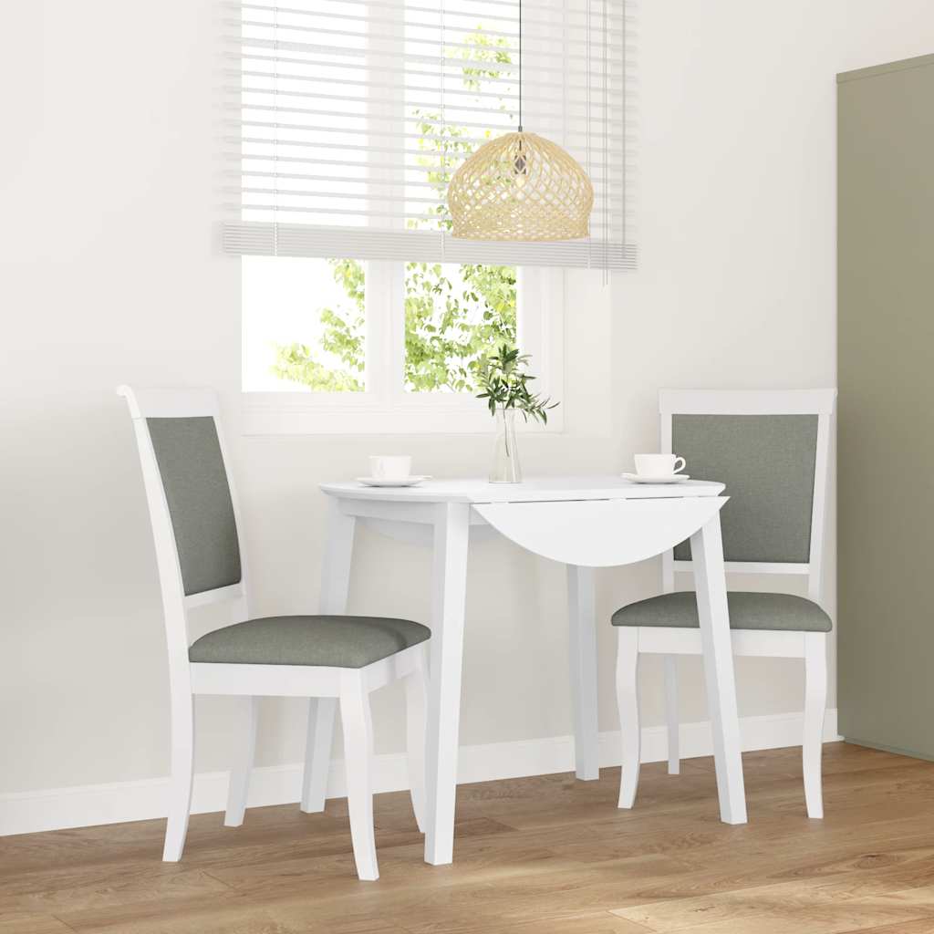 Dining room chairs with cushions 2 pcs rubber made of solid wood white