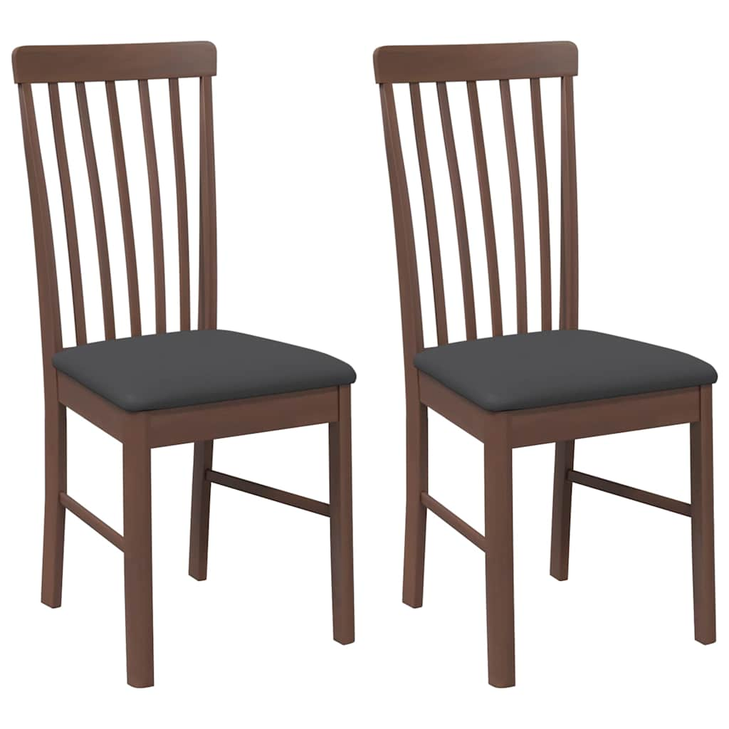 Dining room chairs with cushions 2 pcs. rubber made of solid wood brown