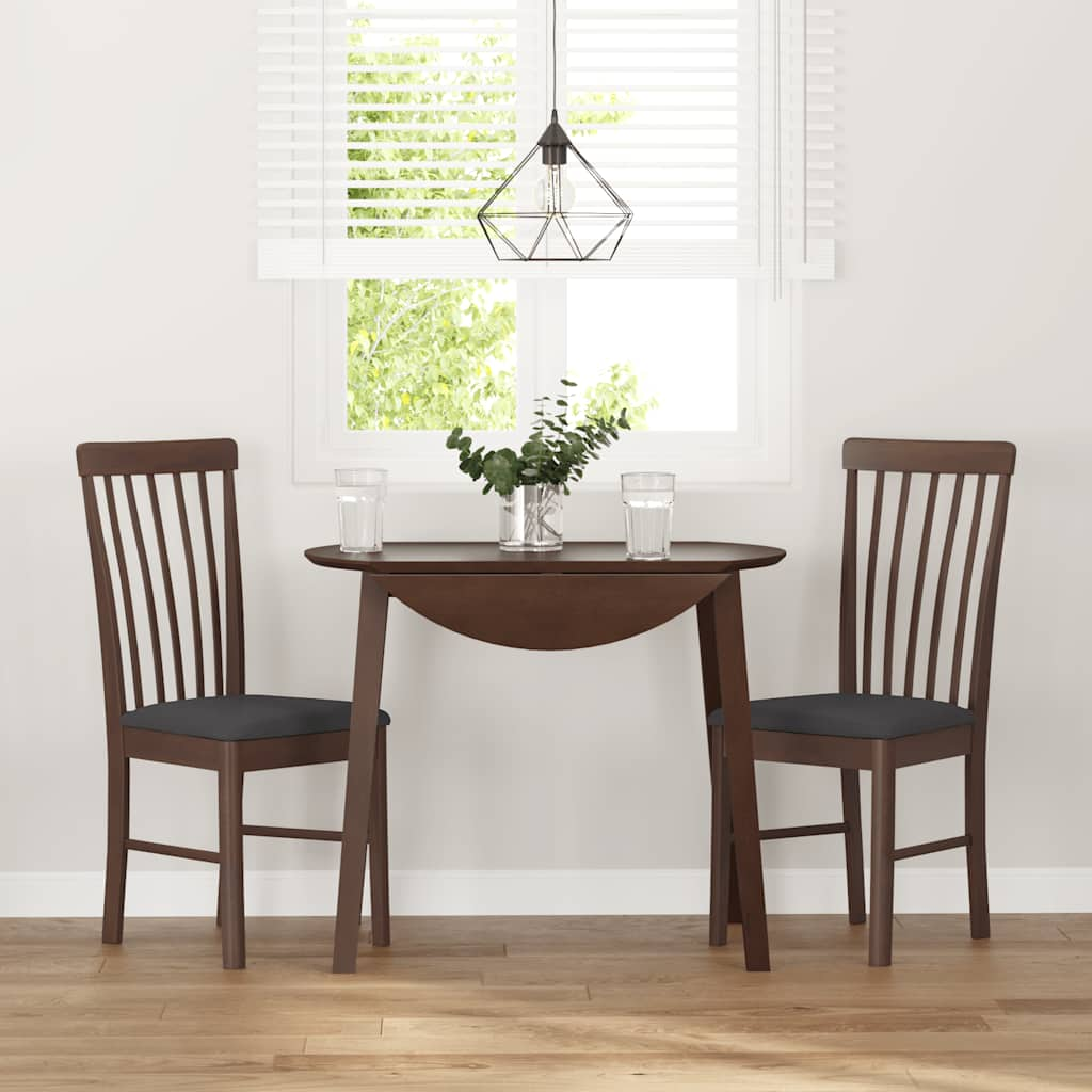 Dining room chairs with cushions 2 pcs. rubber made of solid wood brown