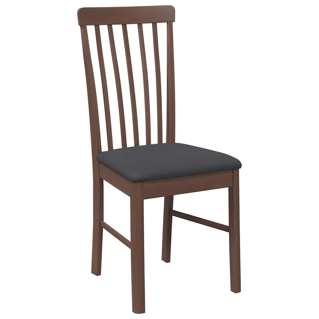 Dining room chairs with cushions 2 pcs. rubber made of solid wood brown