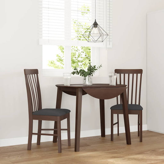 Dining room chairs with cushions 2 pcs. rubber made of solid wood brown