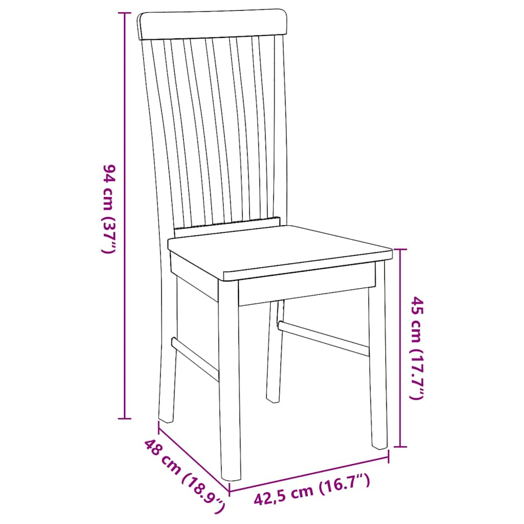 Dining Chairs 2 pcs Solid Wood Rubber