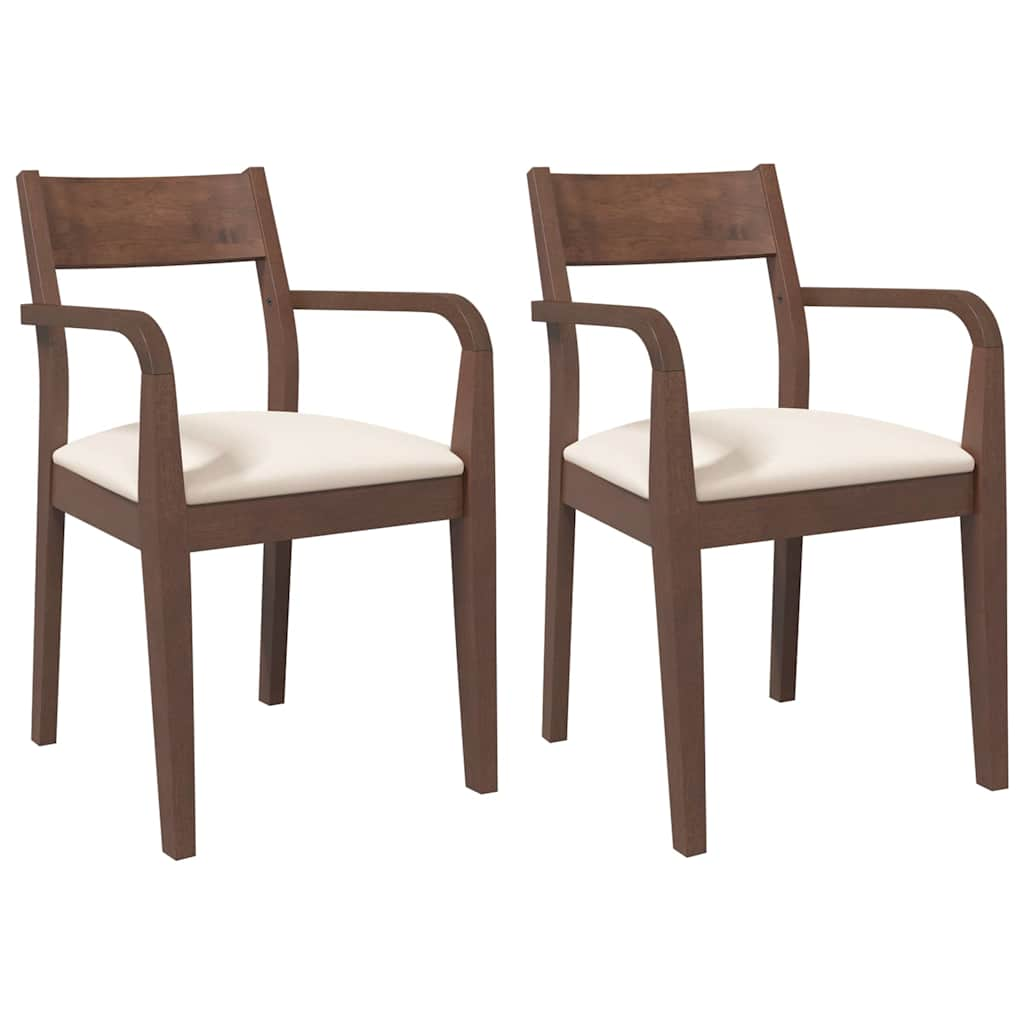 Dining room chairs with cushions 2 pcs. rubber made of solid wood brown