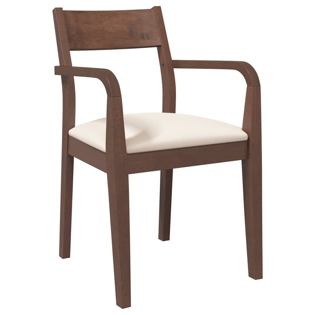 Dining room chairs with cushions 2 pcs. rubber made of solid wood brown