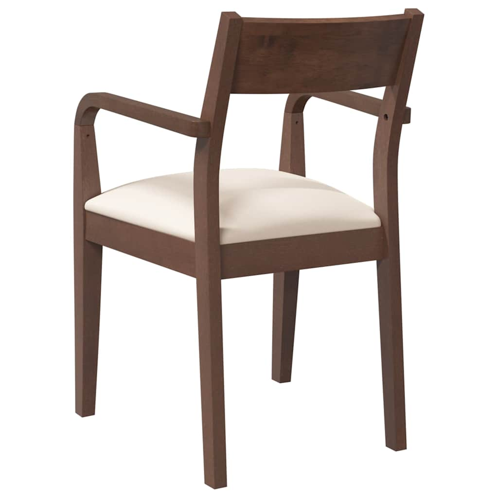 Dining room chairs with cushions 2 pcs. rubber made of solid wood brown