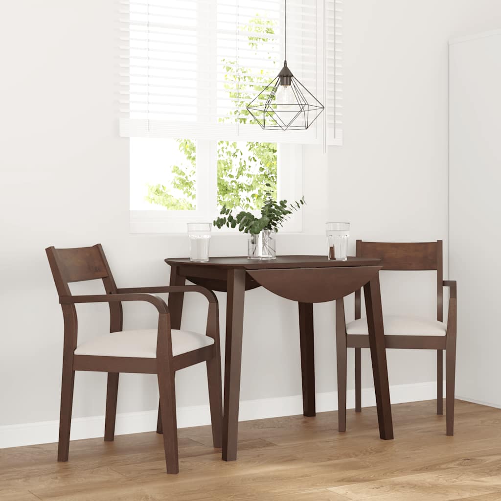 Dining room chairs with cushions 2 pcs. rubber made of solid wood brown